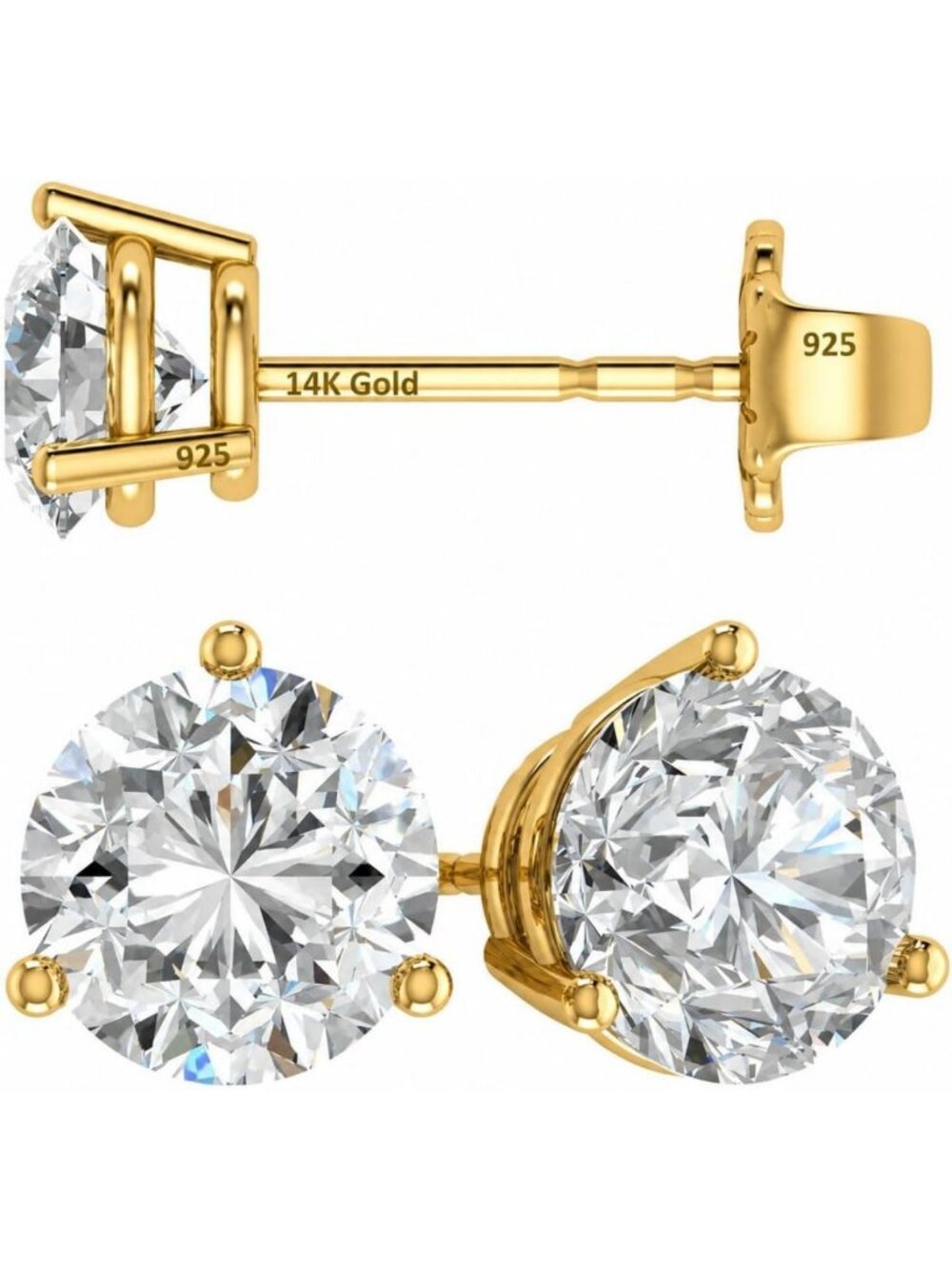 Elegant 14K Gold & Sterling Silver Martini Stud Earrings with Swarovski Zirconia